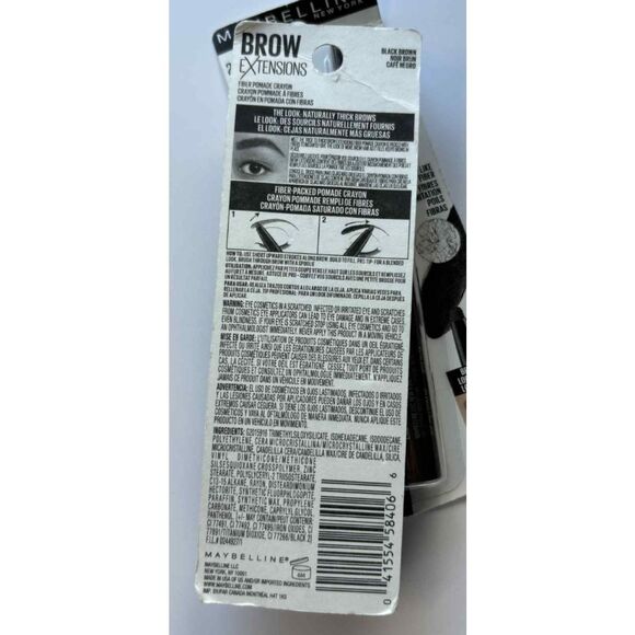 Maybelline Brow Extensions Fiber Pomade Crayon 262 Black Brown Lot of 2 - Picture 2 of 2